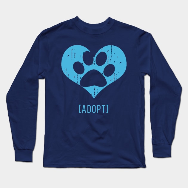 Dog Adopt and Rescue with Paw Print Long Sleeve T-Shirt by wccharlotte